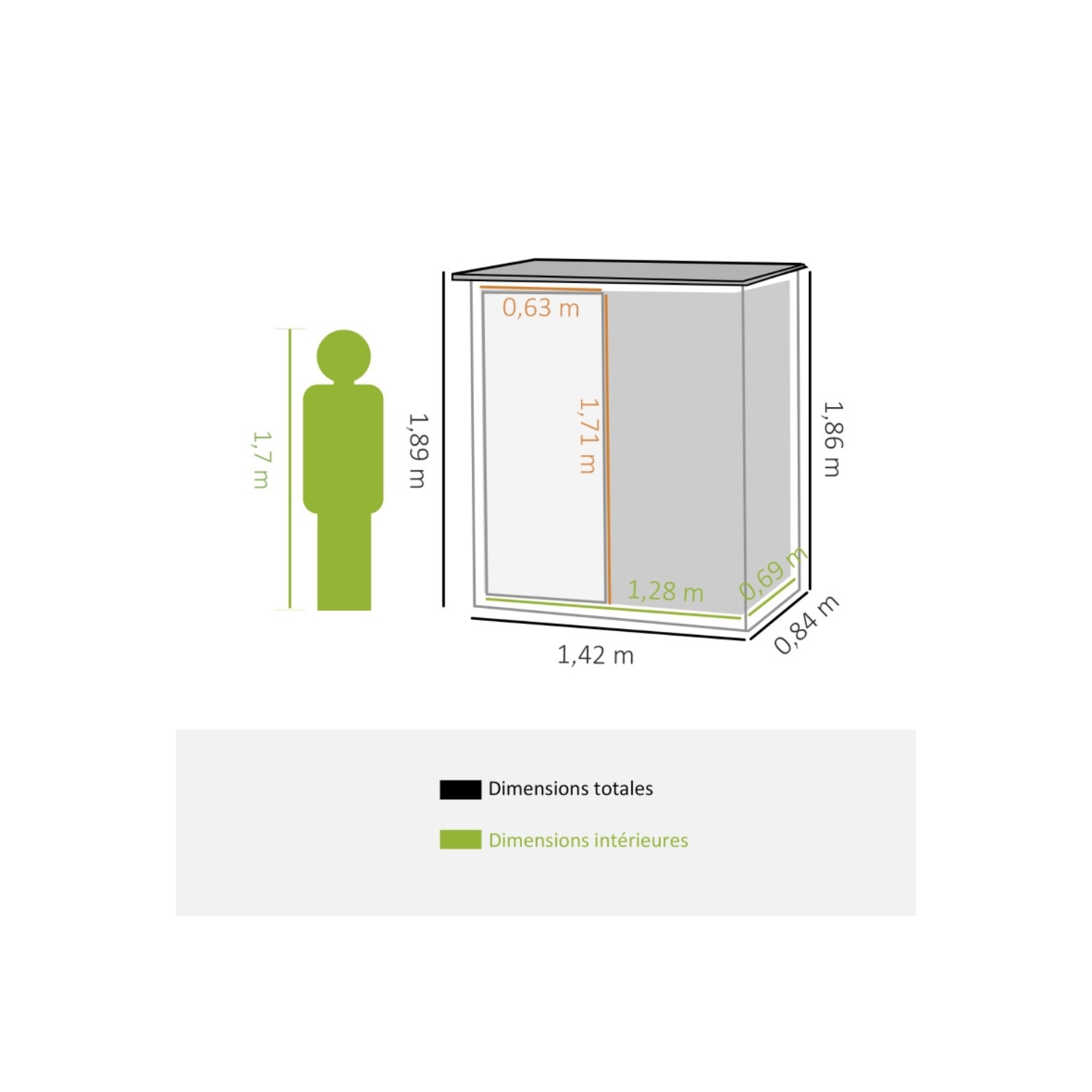 Abri de Jardin 1,2 m² – Cabanon Compact avec Porte Verrouillable - Miniature 4